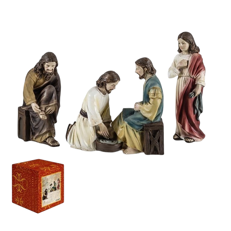 Lavatorio de pies, escena de la vida de Jesús en Arte Pesebre